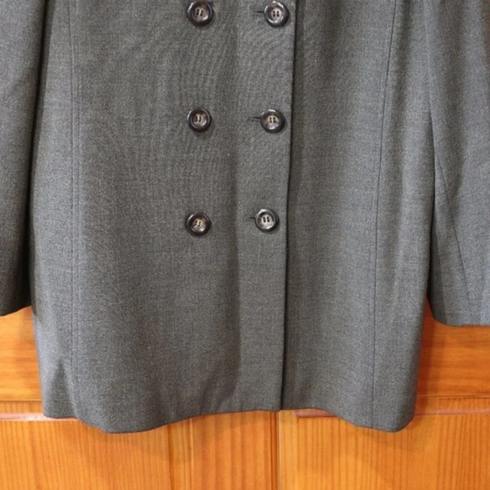 Vintage Tahari Gray Green Matching Long Line Blazer & Pants Suit Set 12
